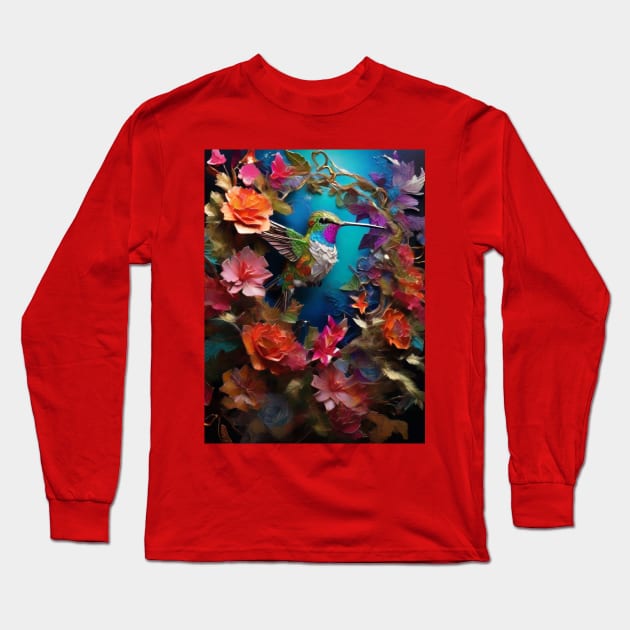 humming bird flying Long Sleeve T-Shirt by HTA DESIGNS